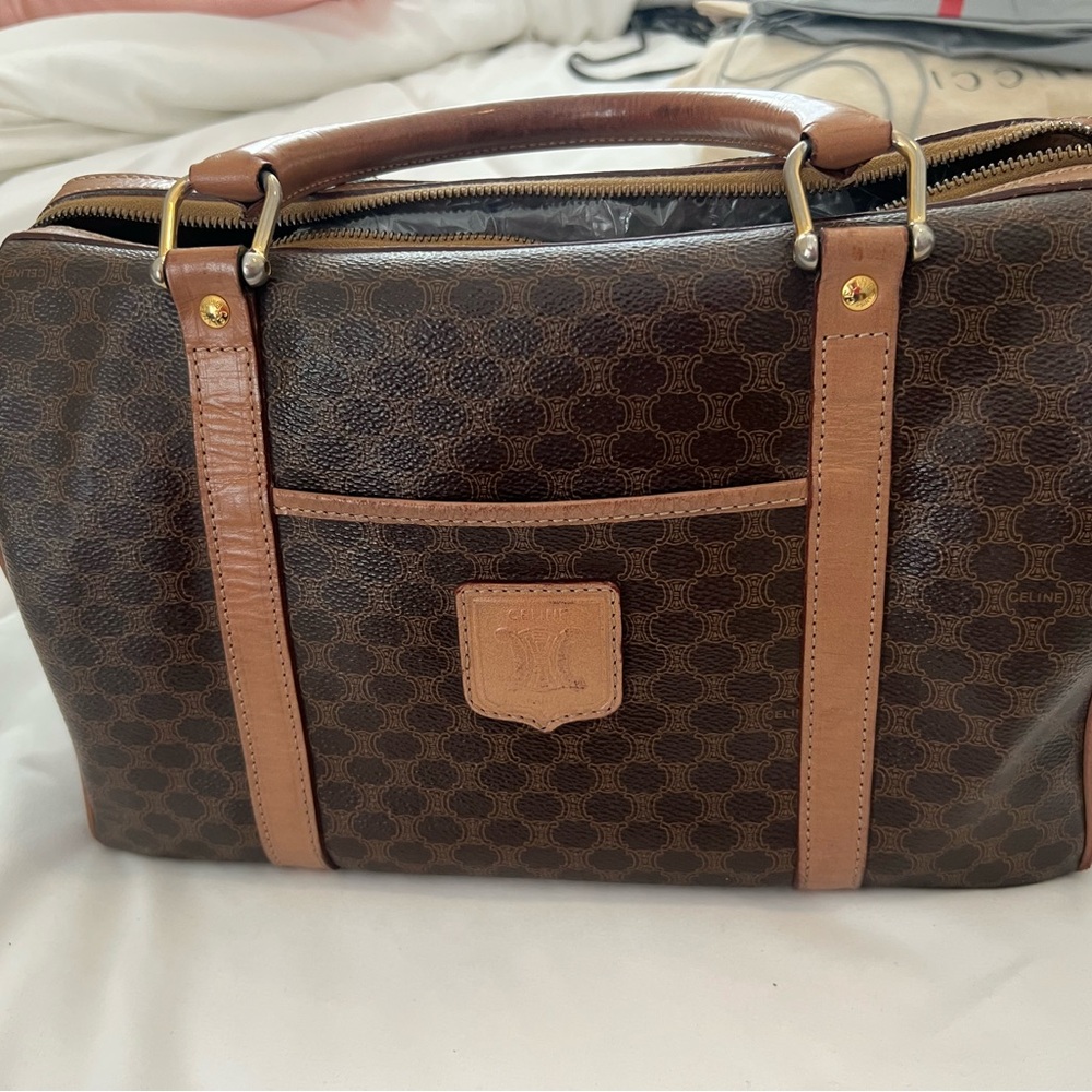 Celine Brown Macadam Boston Bag